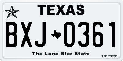TX license plate BXJ0361