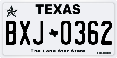 TX license plate BXJ0362