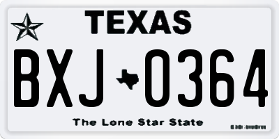 TX license plate BXJ0364