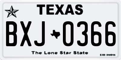 TX license plate BXJ0366