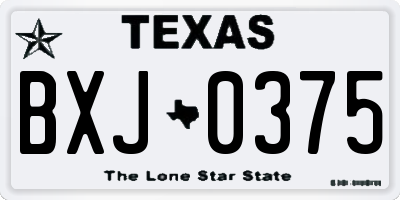TX license plate BXJ0375