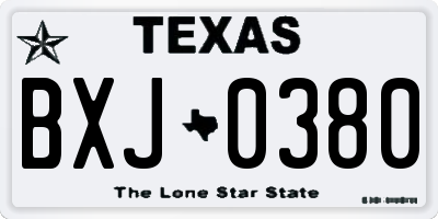 TX license plate BXJ0380