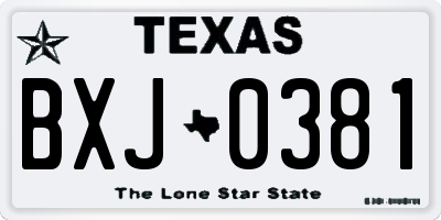TX license plate BXJ0381