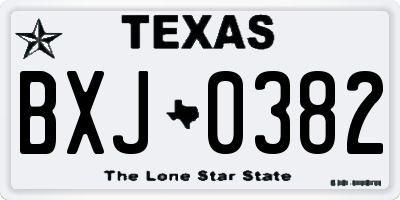 TX license plate BXJ0382