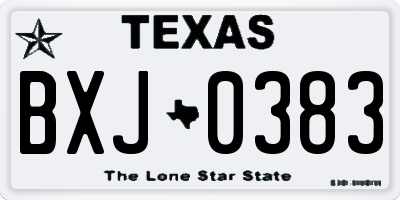TX license plate BXJ0383