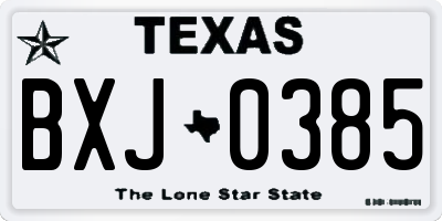 TX license plate BXJ0385