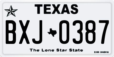 TX license plate BXJ0387