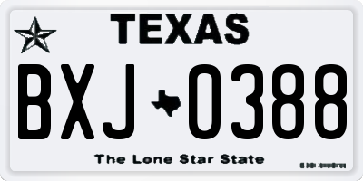TX license plate BXJ0388