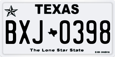 TX license plate BXJ0398