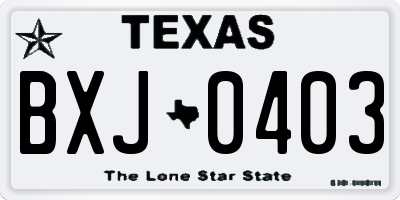 TX license plate BXJ0403