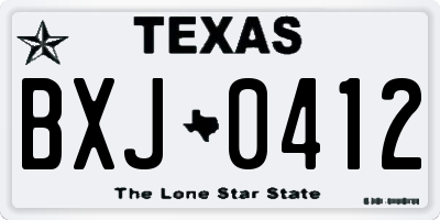 TX license plate BXJ0412
