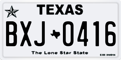 TX license plate BXJ0416