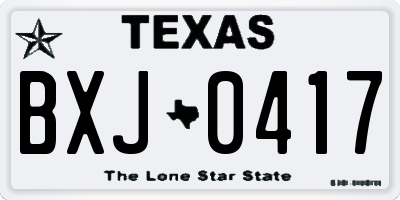 TX license plate BXJ0417