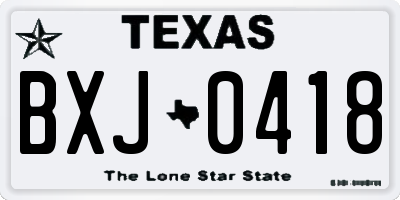 TX license plate BXJ0418