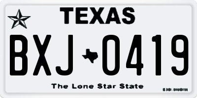 TX license plate BXJ0419