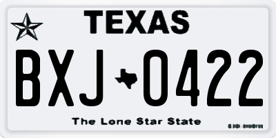 TX license plate BXJ0422