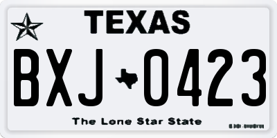 TX license plate BXJ0423