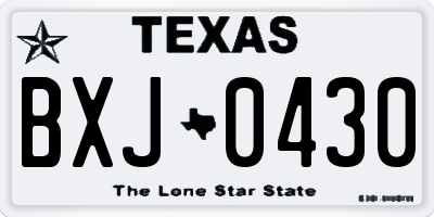 TX license plate BXJ0430