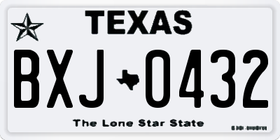 TX license plate BXJ0432