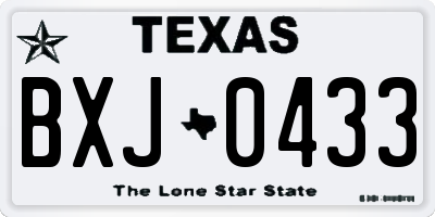 TX license plate BXJ0433