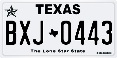 TX license plate BXJ0443