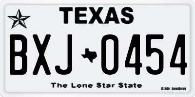 TX license plate BXJ0454