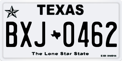 TX license plate BXJ0462