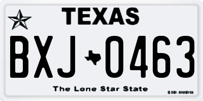 TX license plate BXJ0463