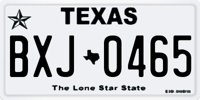 TX license plate BXJ0465