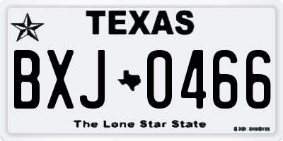 TX license plate BXJ0466