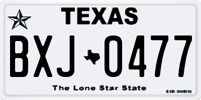 TX license plate BXJ0477