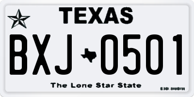 TX license plate BXJ0501