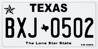 TX license plate BXJ0502