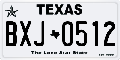 TX license plate BXJ0512