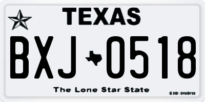TX license plate BXJ0518
