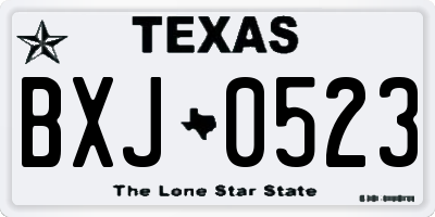 TX license plate BXJ0523