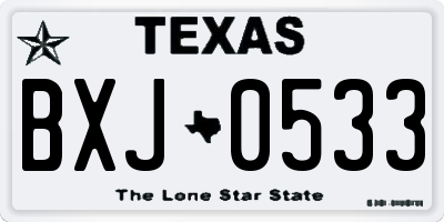 TX license plate BXJ0533