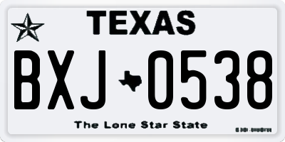 TX license plate BXJ0538
