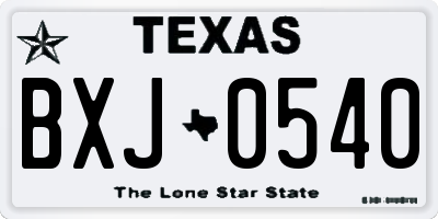 TX license plate BXJ0540