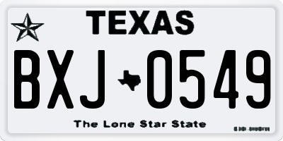 TX license plate BXJ0549