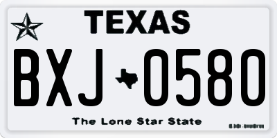 TX license plate BXJ0580