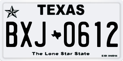 TX license plate BXJ0612