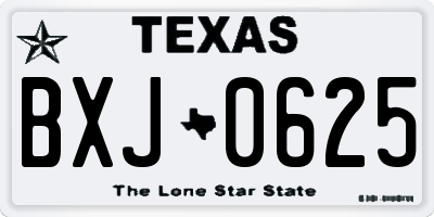 TX license plate BXJ0625