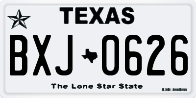 TX license plate BXJ0626