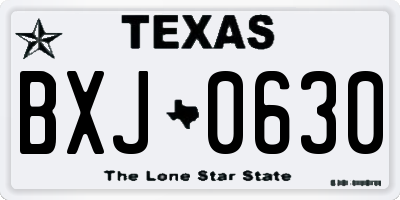 TX license plate BXJ0630