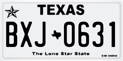TX license plate BXJ0631