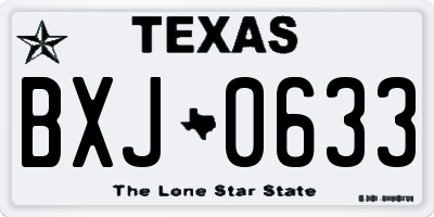 TX license plate BXJ0633