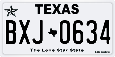 TX license plate BXJ0634