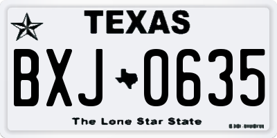 TX license plate BXJ0635