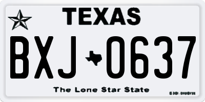 TX license plate BXJ0637